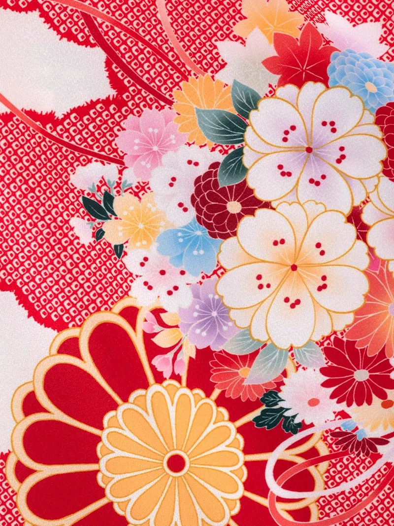 七五三(3歳女被布)3155 白地に雲取り菊と桜