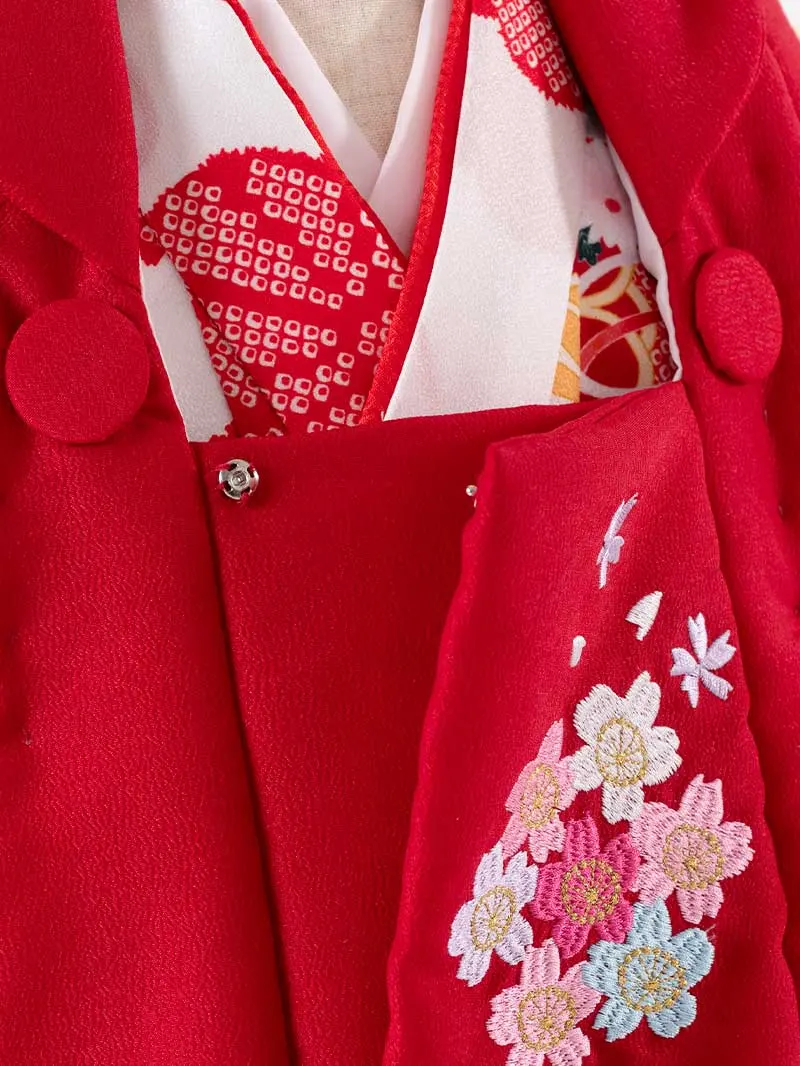 七五三(3歳女被布)3155 白地に雲取り菊と桜