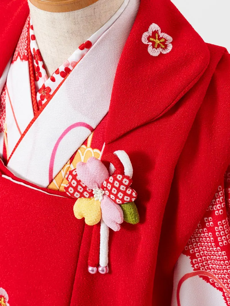 七五三(3歳女被布)3156 白地に雲取り薬玉