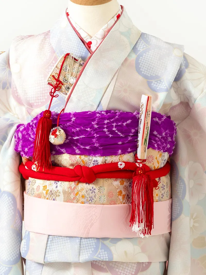 七五三レンタル(7歳女の子結び帯)7226 パステル調 梅 菊