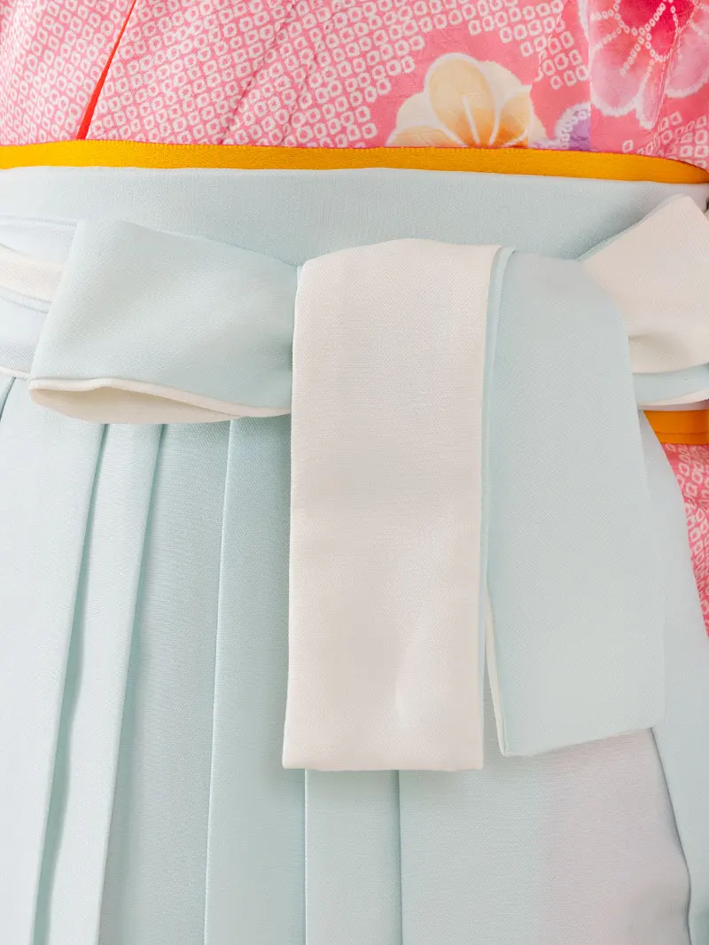 女児袴レンタル(7歳)0101 ピンク疋田に牡丹と藤＆バイカラー袴ミント