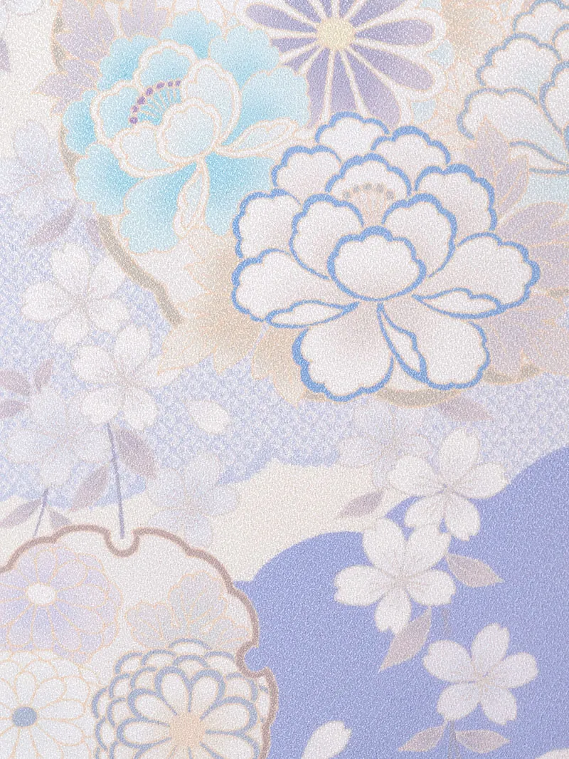 女児袴レンタル(7歳)0102 オフホワイト 鞠 花＆バイカラー袴ミント