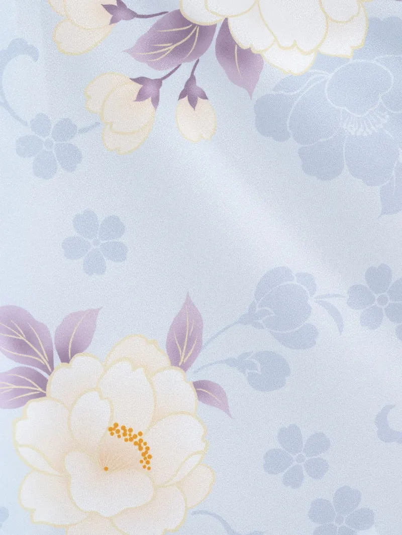 女児袴レンタル(7歳)0109 水色地に桜＆刺繍袴 ピンク