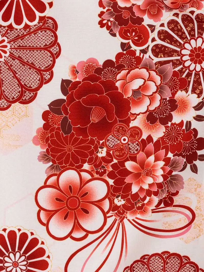 女児袴レンタル(7歳)0120 菊 牡丹＆刺繍袴紺