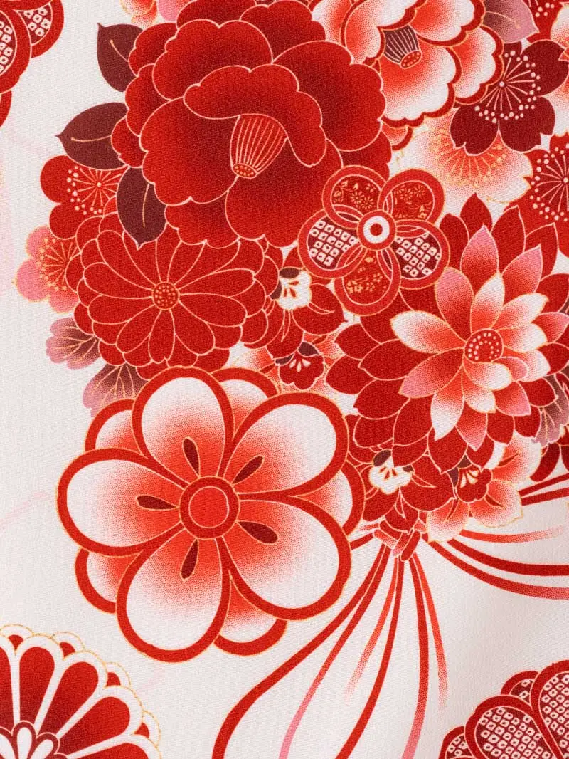 女児袴レンタル(7歳)0120 菊 牡丹＆刺繍袴紺