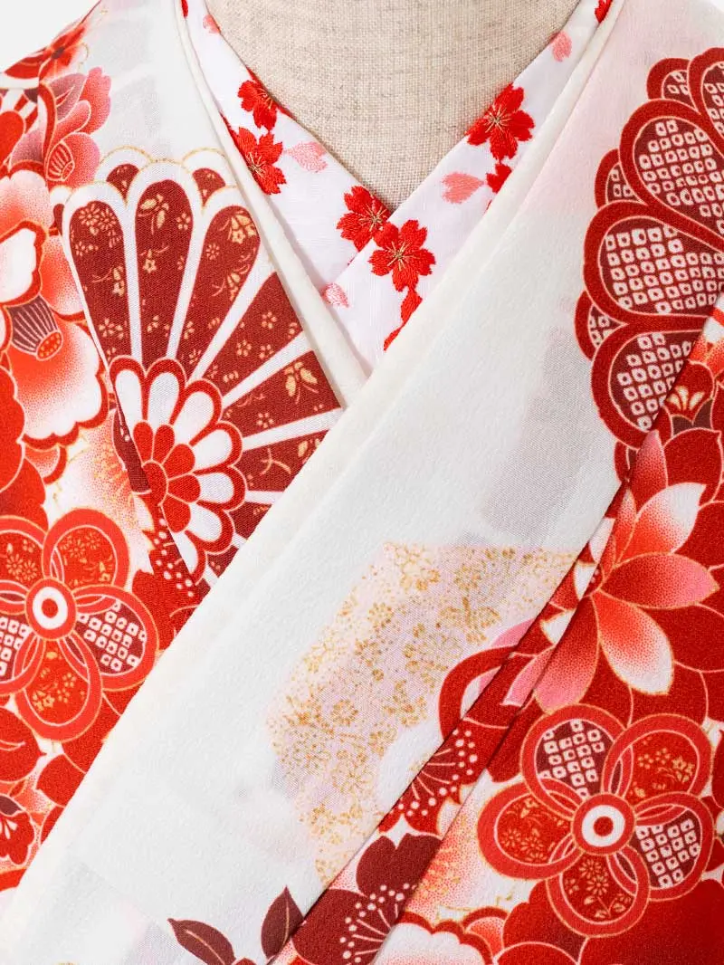 女児袴レンタル(7歳)0120 菊 牡丹＆刺繍袴紺