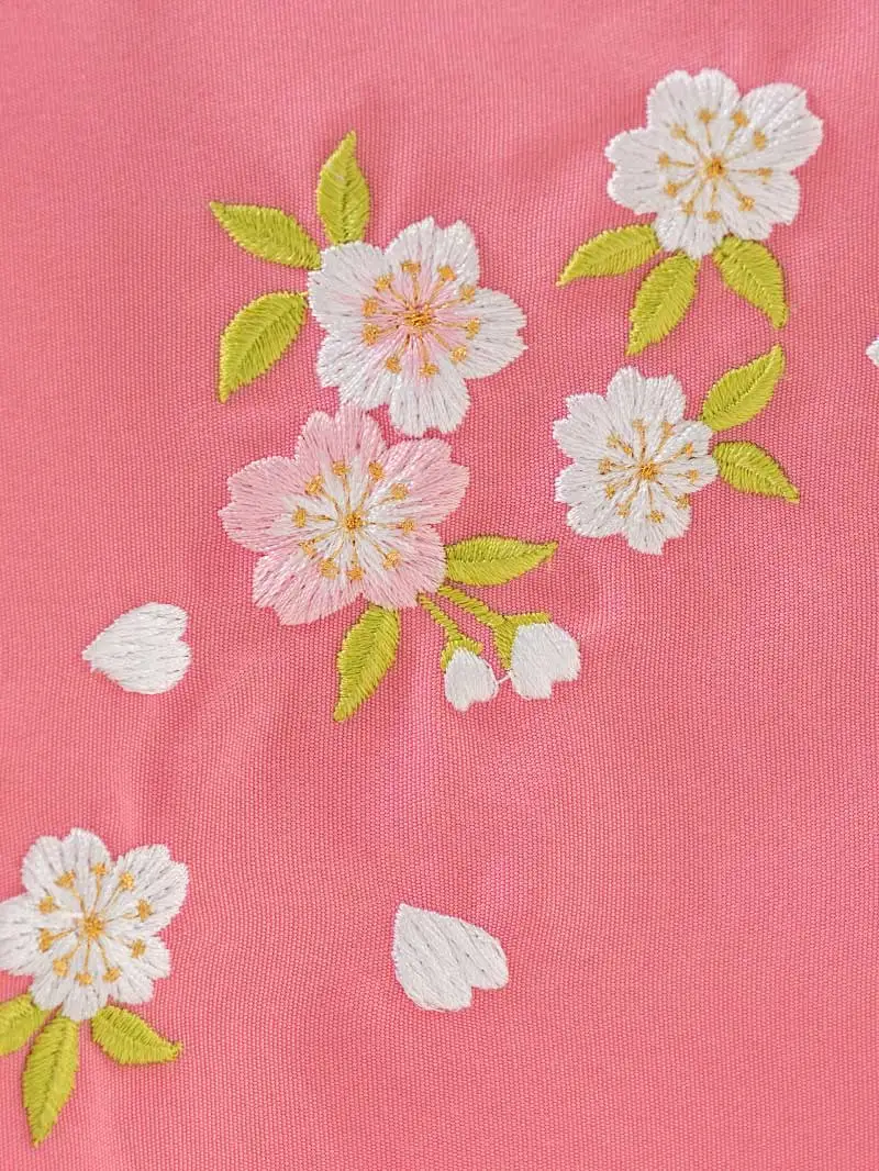 女児袴レンタル(7歳)0121 水色 手毬 桜 牡丹＆刺繍袴ピンク