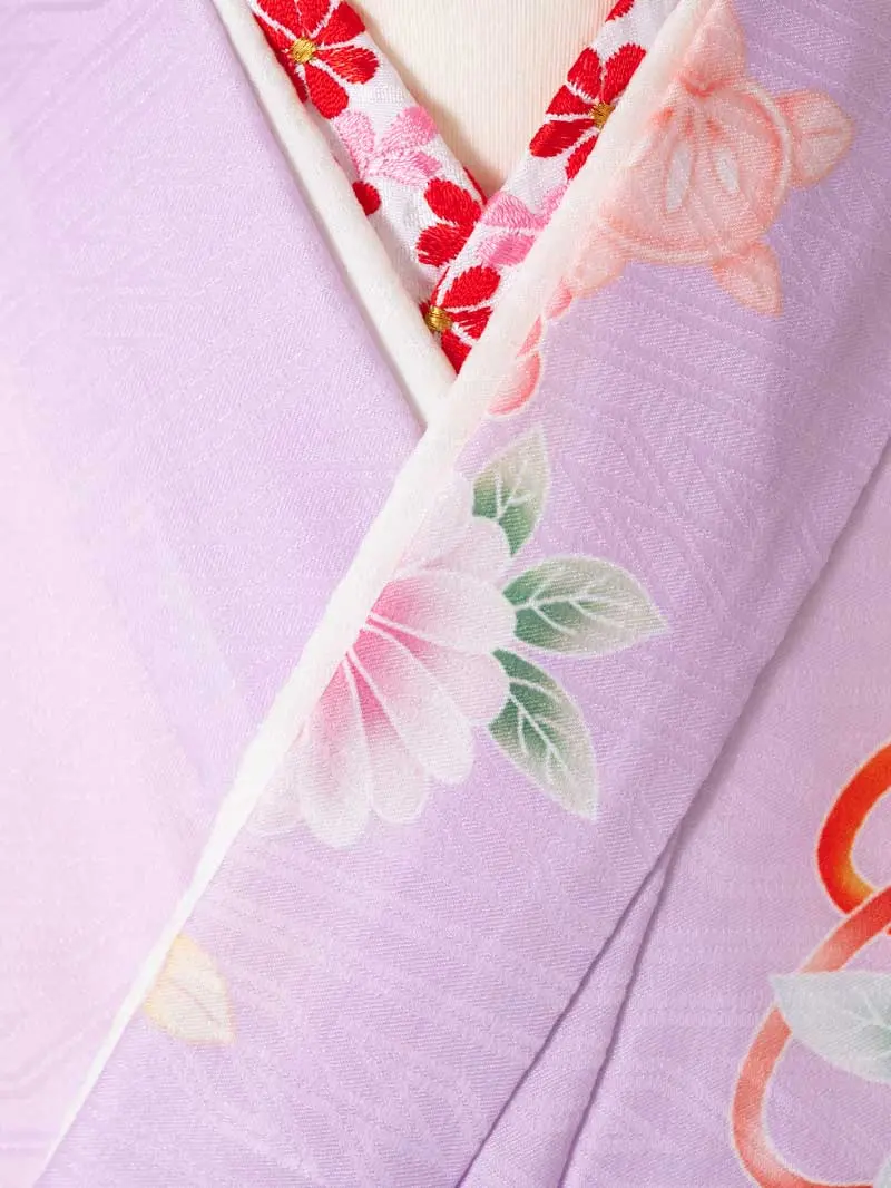 女児袴レンタル(7歳)0123 ラベンダー 華鞠 熨斗＆刺繍袴紫