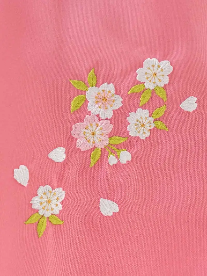 女児袴レンタル(7歳)0124 パステル調 梅 菊＆刺繍袴ピンク