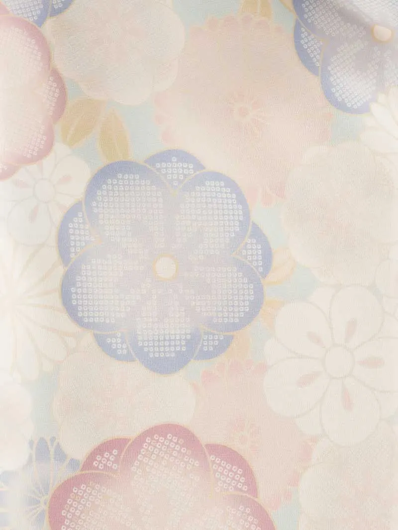 女児袴レンタル(7歳)0124 パステル調 梅 菊＆刺繍袴ピンク