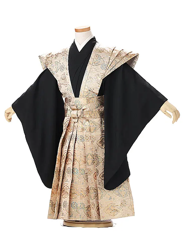 七五三(3歳男裃袴)B306黒・金/有職文様