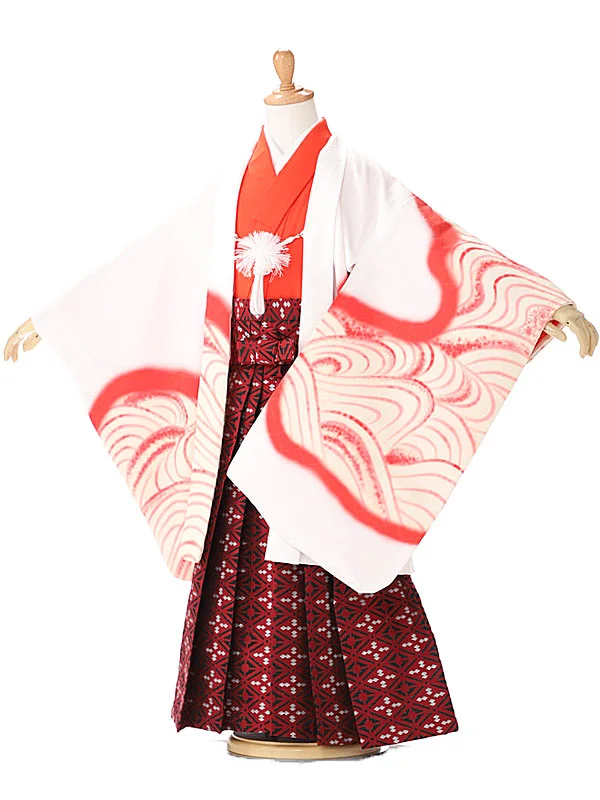 かんたん着付七五三5歳B509白・赤/虎　花わらべ