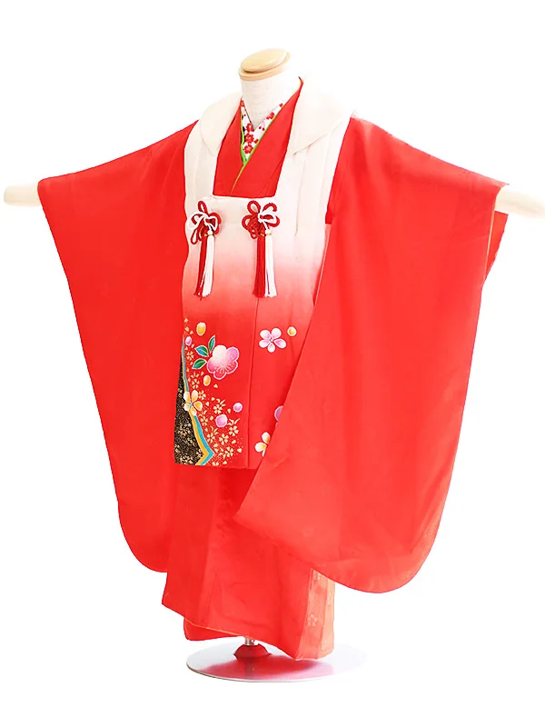 七五三3歳070白×赤/梅　