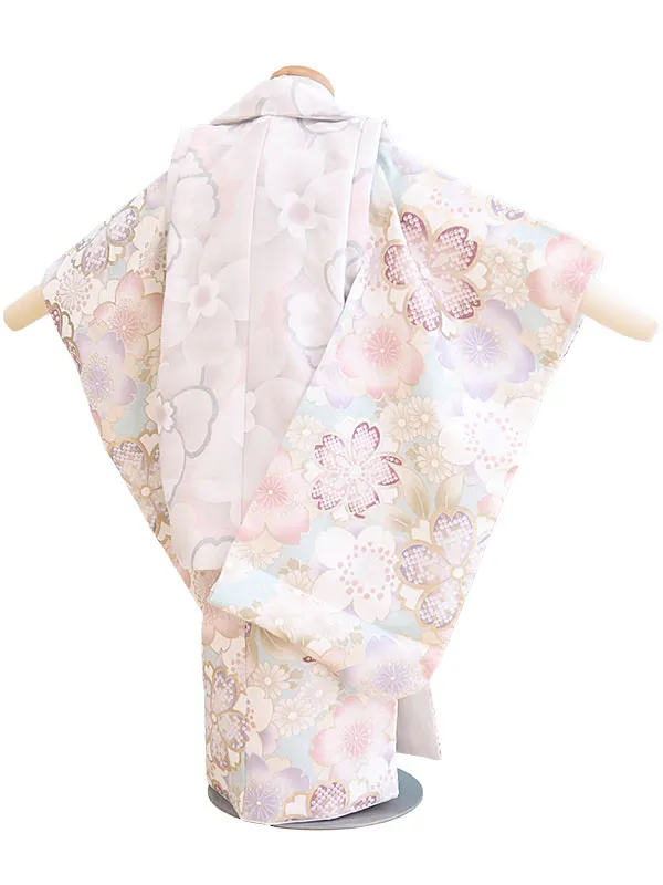 七五三3歳188水色・うすグレー/桜