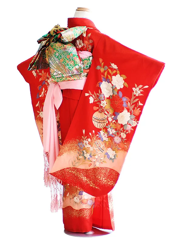 七五三7歳129赤/まり・牡丹