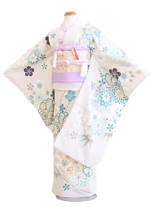 七五三7歳138うすグレー/梅・桜