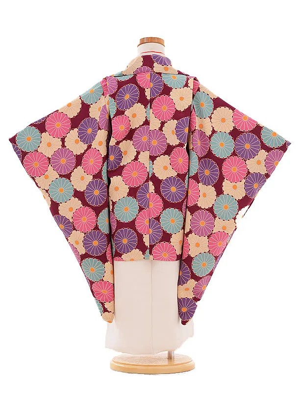 七五三3歳C591白・紫/ちりめん・菊