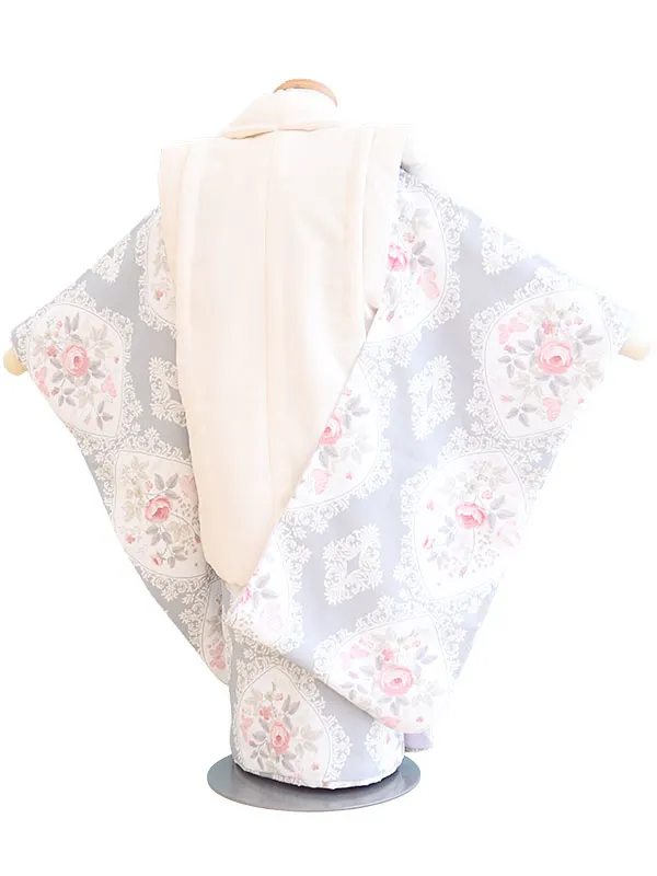 七五三3歳D317グレー・クリーム/バラ