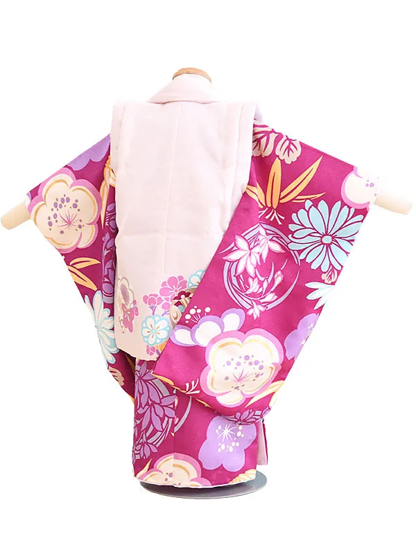 七五三3歳D324赤紫・ピンク/梅・花