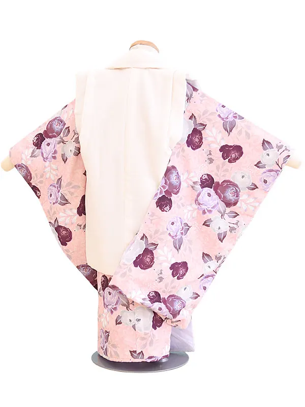 七五三3歳D329うすピンク・クリーム/バラ・花