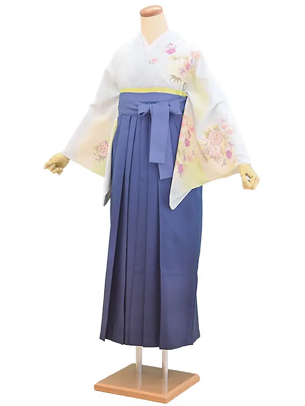 訪問着袴7008　水色/花柄|紺/ぼかし
