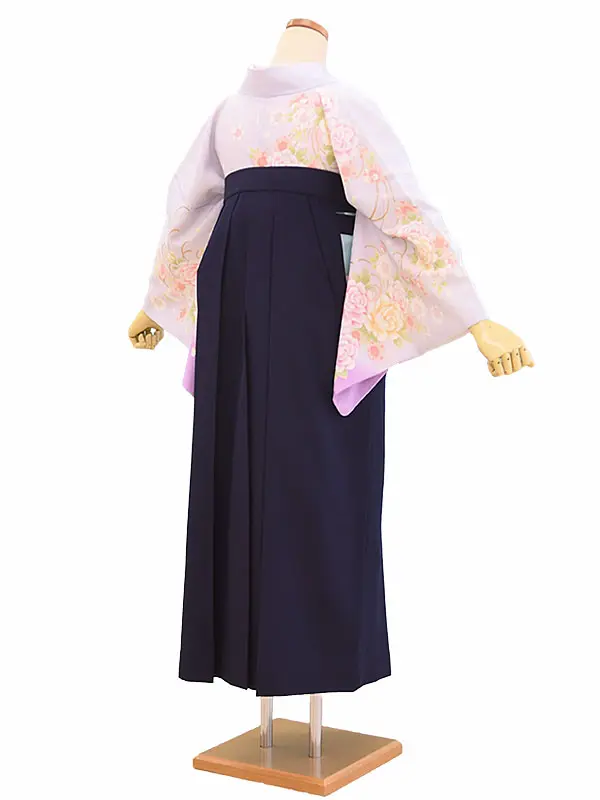 訪問着袴7011　うすグレー/乱菊・花柄|濃紺/無地