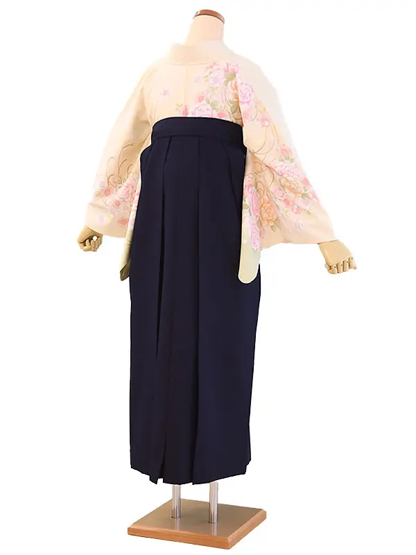 訪問着袴7014　クリーム/乱菊・花柄|濃紺/無地