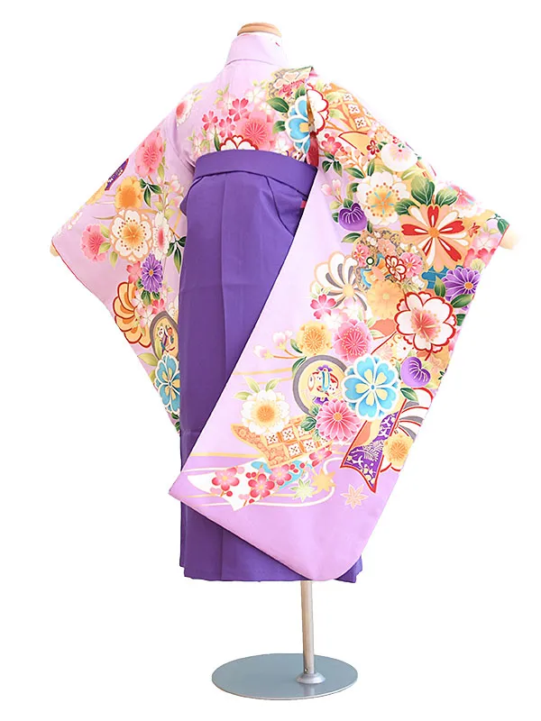 女児袴（7女）117うす紫/花・のし｜紫/無地