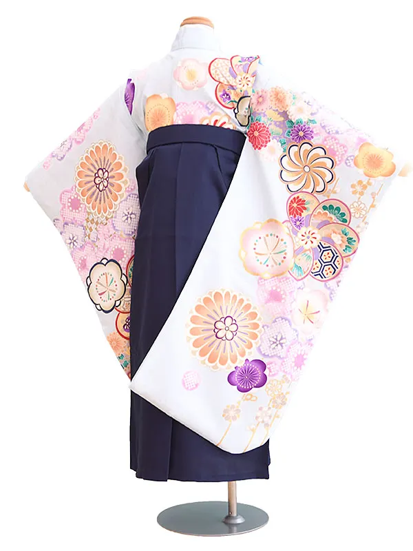 女児袴（7女）123水色/梅・花｜紺/無地