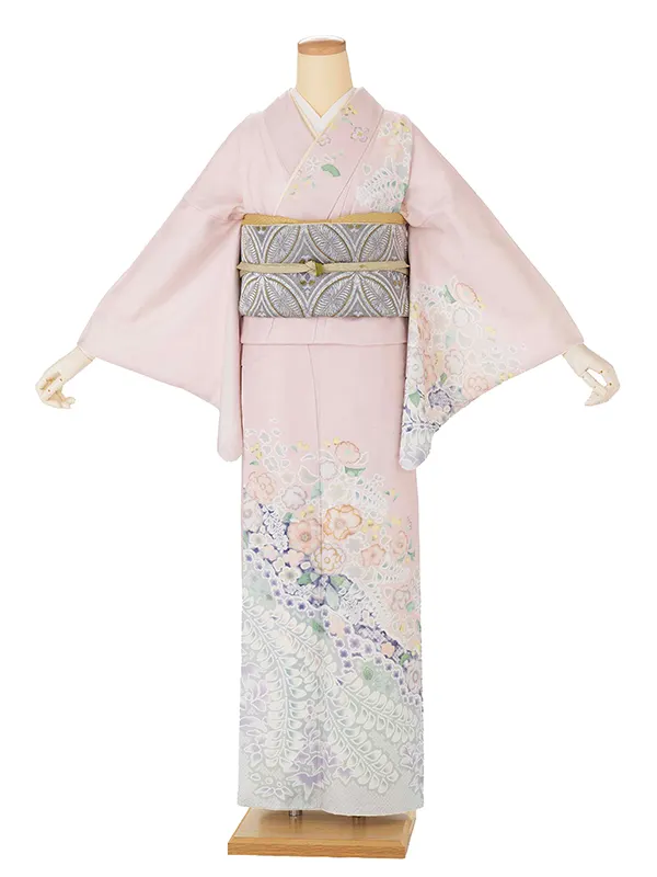訪問着レンタル AD0008 ピンク 辻が花風
