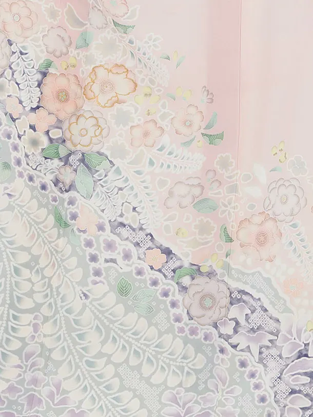 訪問着レンタル AD0010 ピンク 辻が花