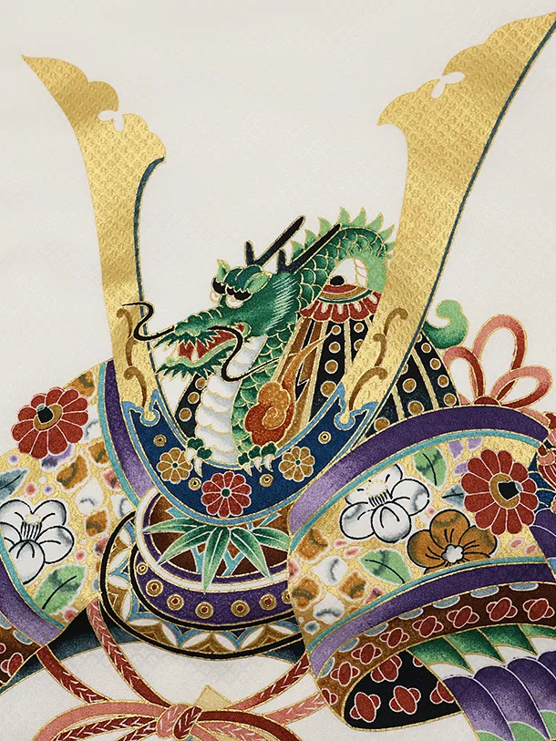男児産着 お宮参り 0018 白地かぶと虎絵