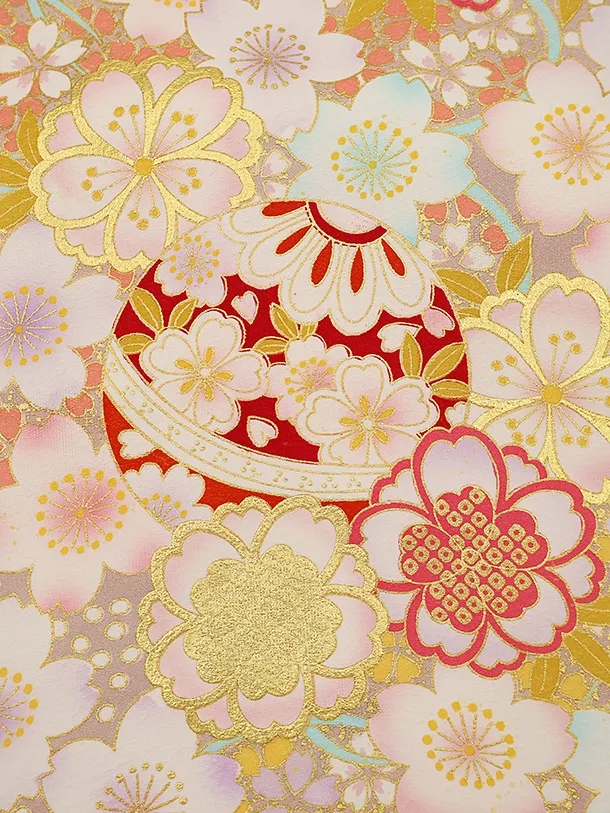 【高級正絹 】女児産着 お宮参り 0152 ピンクベージュ刺繍 鞠 桜
