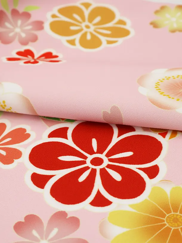 女児産着 お宮参り 0158　ピンク地 鞠と梅 桜