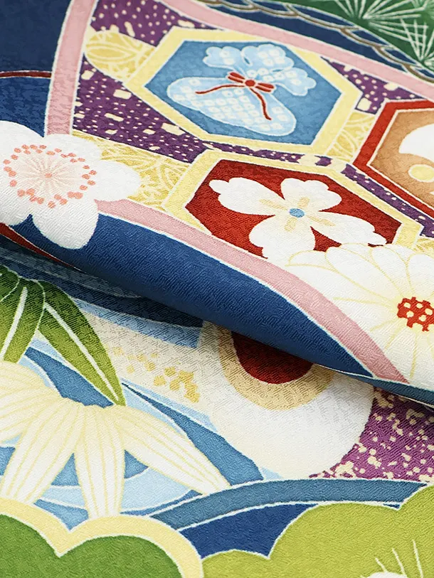 かんたん七五三(5歳男の子袴)5080 紺地 鷹×ゴールド 袴