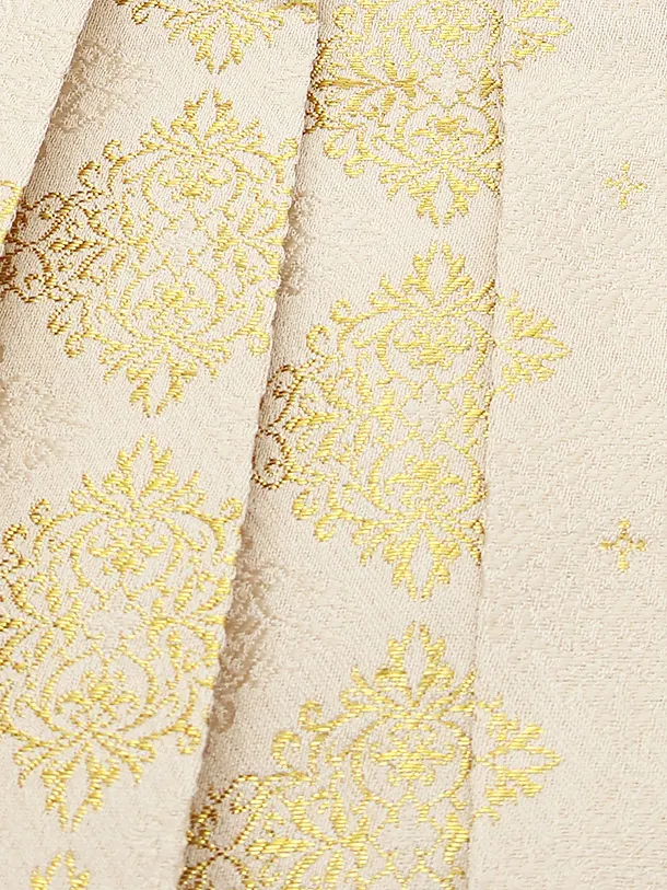 かんたん七五三(3歳男の子)6019  ｸﾘｰﾑ色 鷹 宝舟×ゴールド袴