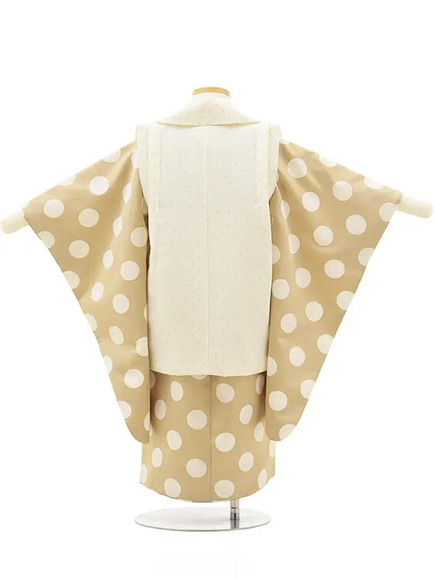 七五三(3歳男の子/被布)A33K/アイボリー小槌×ベージュ白水玉