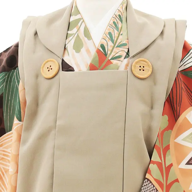 七五三(3歳男の子/被布)A33Pグリーンベージュ×茶 葵