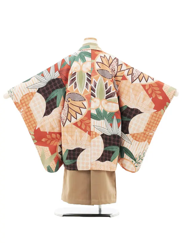 かんたん七五三(5歳男袴)A57G 花わらべ 茶系葵×薄茶袴