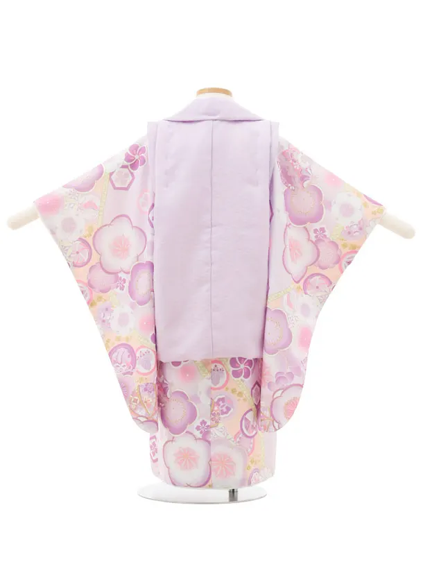 七五三(3歳女の子被布) 3234 式部浪漫 紫 刺繍桜×薄紫 梅 祝柄