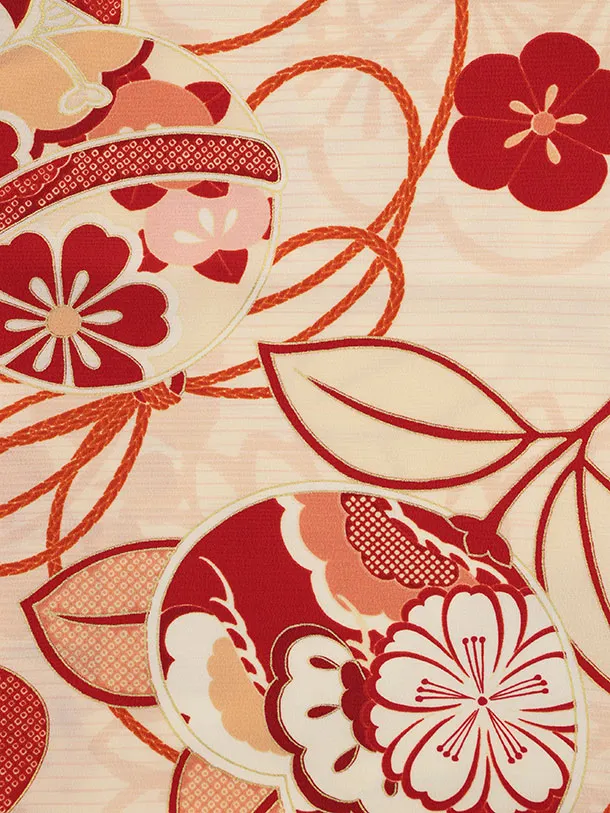 七五三(3歳女の子被布) 3239  京舞 赤クリーム雪輪× 梅 橘