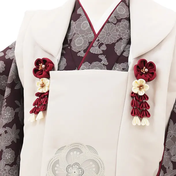 七五三(3歳女の子被布) 3240 ベージュ 梅×茶色 小花