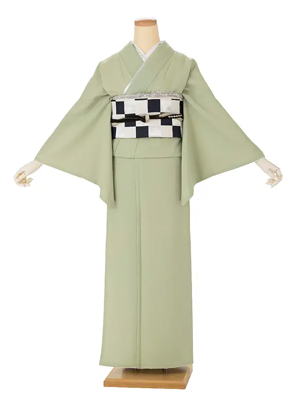 【ｺｰﾃﾞ】色無地レンタル ADD0313 薄緑