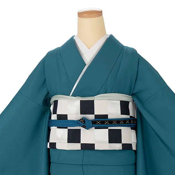 【ｺｰﾃﾞ】色無地レンタル ADD0328 くすみブルー