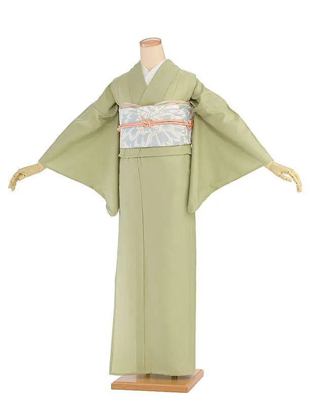 【ｺｰﾃﾞ】夏用 単衣 色無地レンタル　DD0333　ヒワ色