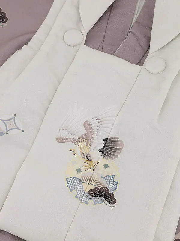 RENCA(2歳男児被布)2005オフホワイト 鷹x薄あずき 雪輪 鱗