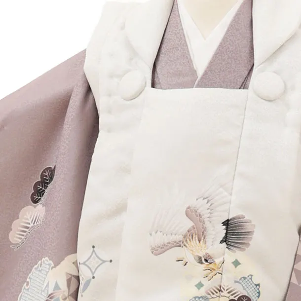 RENCA(2歳男児被布)2005オフホワイト 鷹x薄あずき 雪輪 鱗