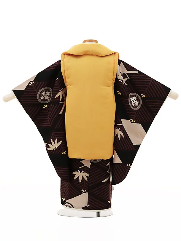 RENCA(3歳男児被布)3013からしxブラウン 菱文様に紋