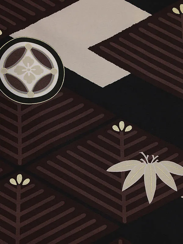 RENCA(3歳男児被布)3013からしxブラウン 菱文様に紋