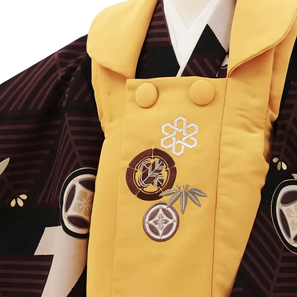 RENCA(3歳男児被布)3013からしxブラウン 菱文様に紋